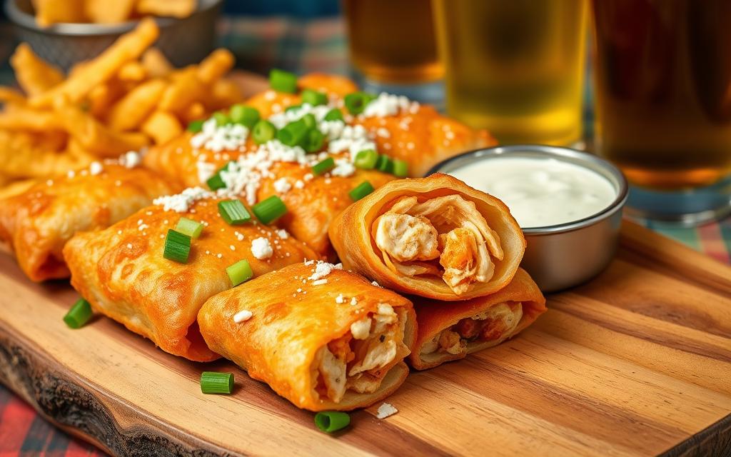 buffalo chicken egg rolls