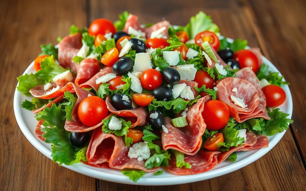Italian meats in deli salad