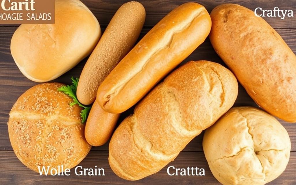 Variety of breads for hoagie salad